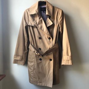 Banana Republic Taupe Trench Coat M Like New Double Breasted